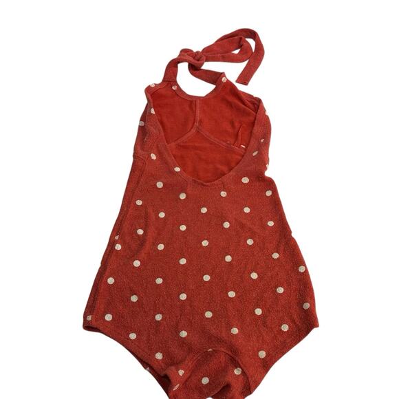 wildfox orange polka dot one piece halter Tie tank top Bodysuit Size S - Picture 3 of 4